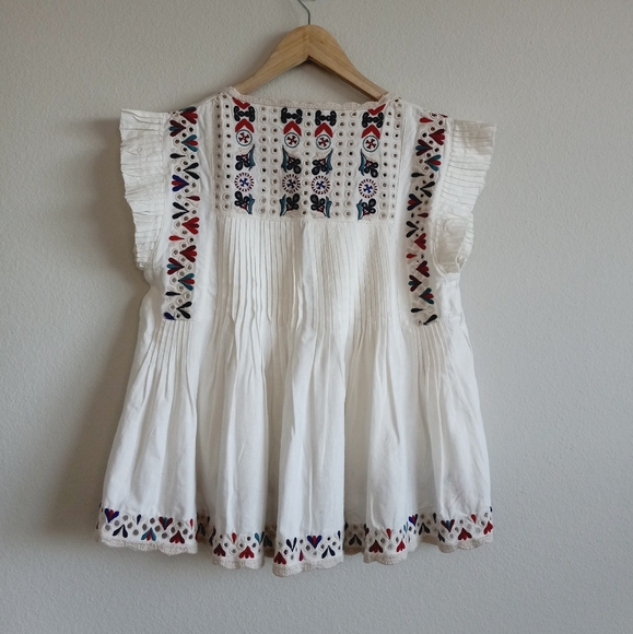 Sea New York Alicia Embroidery Flutter Sleeve Top XS - Picture 7 of 14